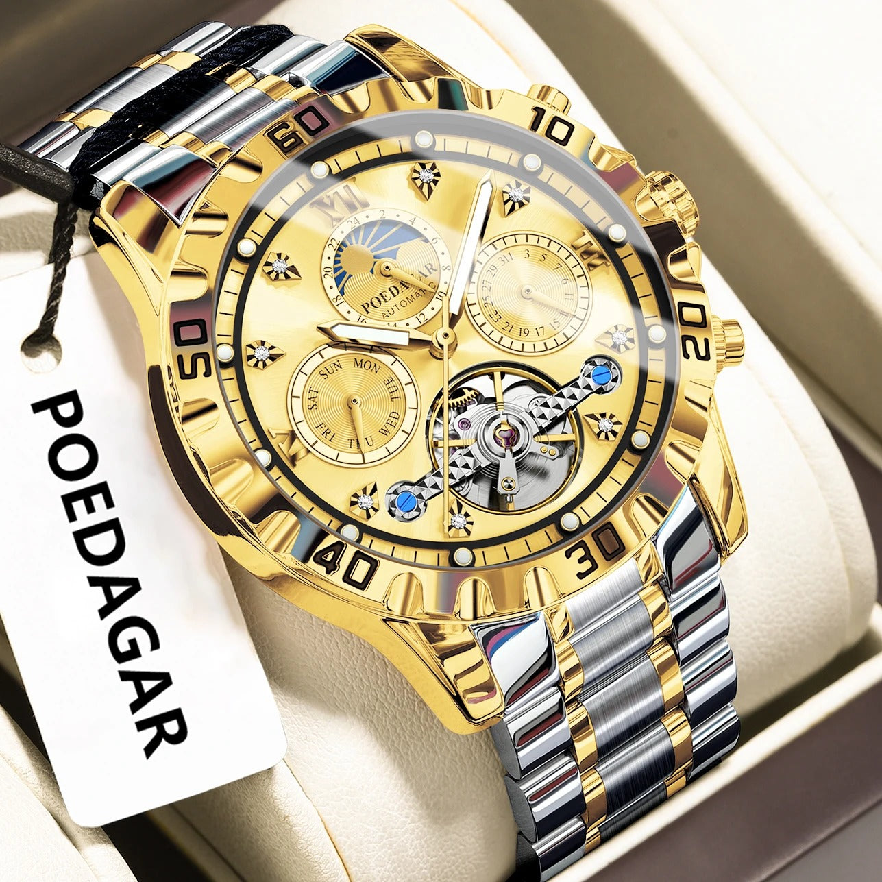 POEDAGAR Military Luxury Men Clock Mechanical Waterproof Man Watch