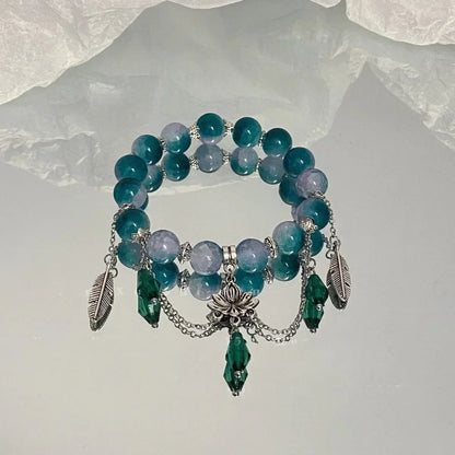 Butterfly Star Moon Flower Pendant Glazed Bracelet with Colorful Beads Beauty Accessory Lucky Bracelet Jewelry Gift Bead Chain