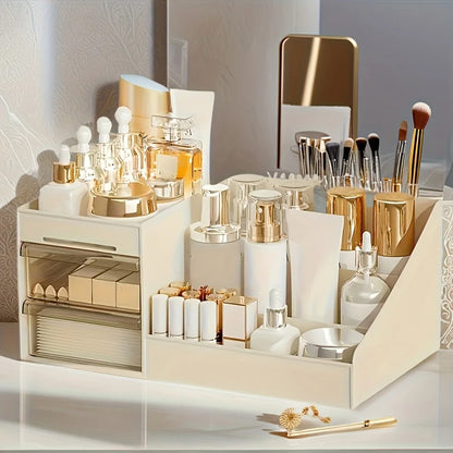Makeup Organizer with Drawers, Cosmetic Storage for Dresser Vanity and Bathroom Countertop, Beauty Holder for Lipstick Brush