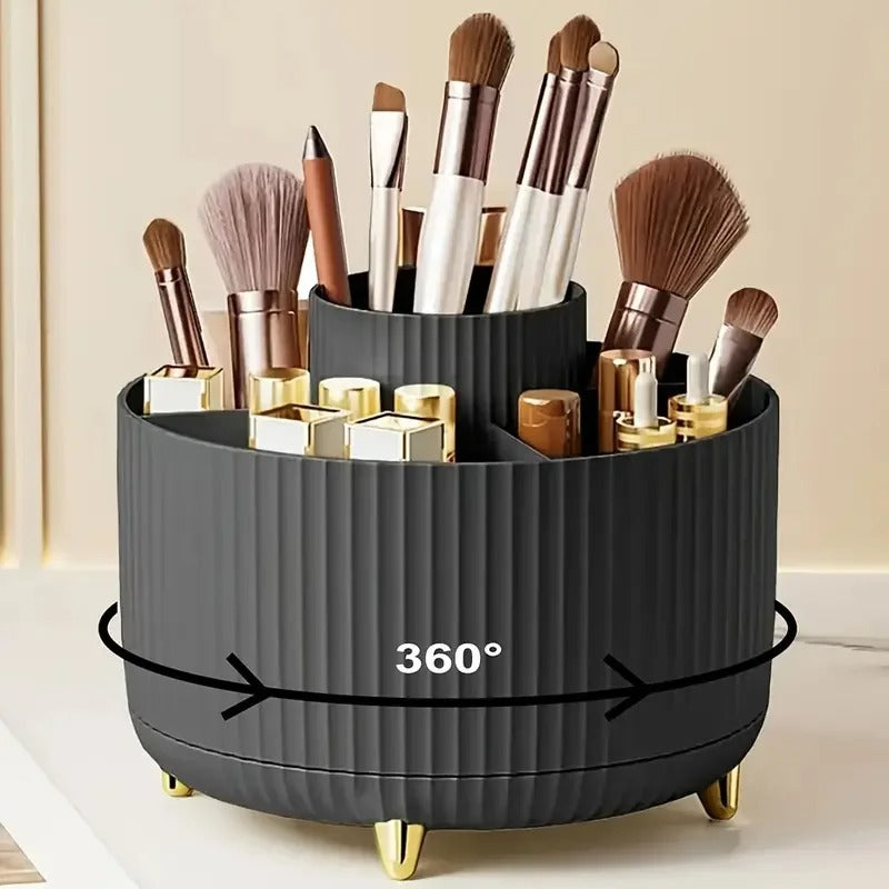 Makeup Brush Holder Organizer 5 Slot 360° Rotating Makeup Brushes Desktop Storage Organizers for Vanity