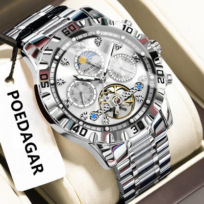 POEDAGAR Military Luxury Men Clock Mechanical Waterproof Man Watch
