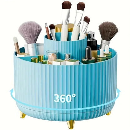 Makeup Brush Holder Organizer 5 Slot 360° Rotating Makeup Brushes Desktop Storage Organizers for Vanity