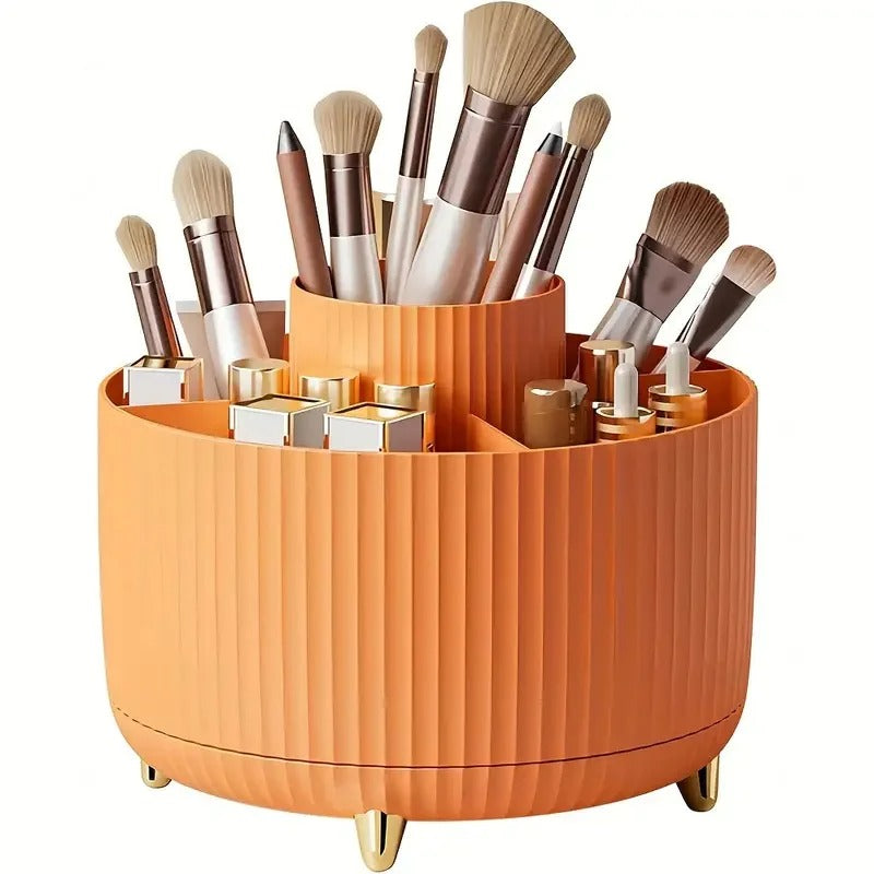 Makeup Brush Holder Organizer 5 Slot 360° Rotating Makeup Brushes Desktop Storage Organizers for Vanity