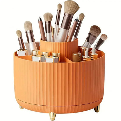 Makeup Brush Holder Organizer 5 Slot 360° Rotating Makeup Brushes Desktop Storage Organizers for Vanity