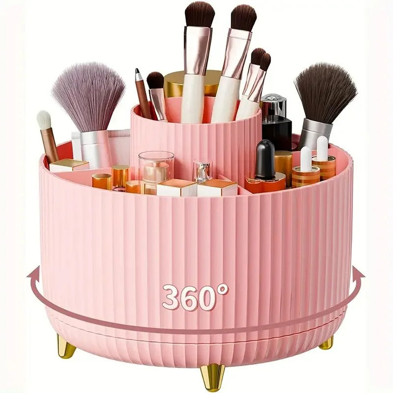 Makeup Brush Holder Organizer 5 Slot 360° Rotating Makeup Brushes Desktop Storage Organizers for Vanity
