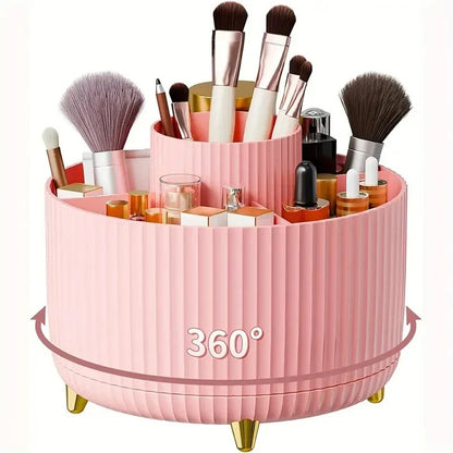 Makeup Brush Holder Organizer 5 Slot 360° Rotating Makeup Brushes Desktop Storage Organizers for Vanity