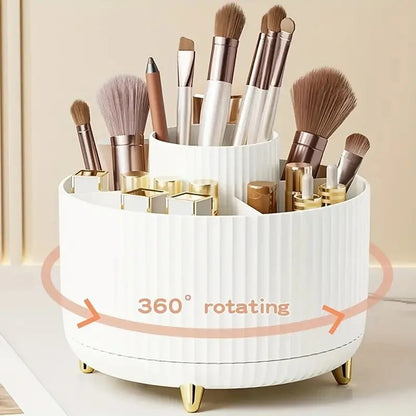 Makeup Brush Holder Organizer 5 Slot 360° Rotating Makeup Brushes Desktop Storage Organizers for Vanity